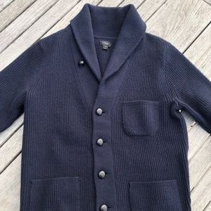 J.Crew Men's 100% Lambswool Shawl Collar Cardigan, Navy, XS